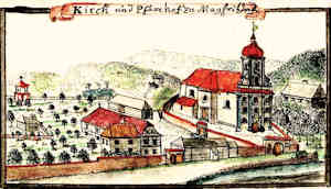 Kirch und Pfarrhof zu Mayfritzdorf - Kościół i plebania, widok ogólny
